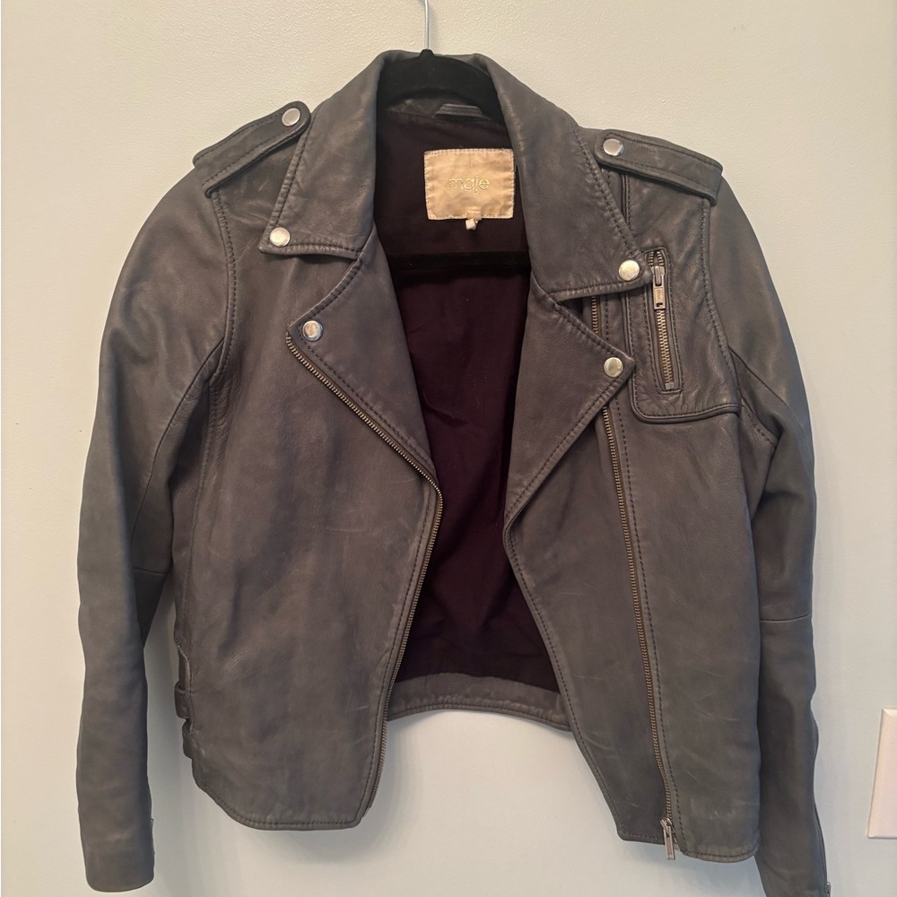 Maje Green Leather Jacket